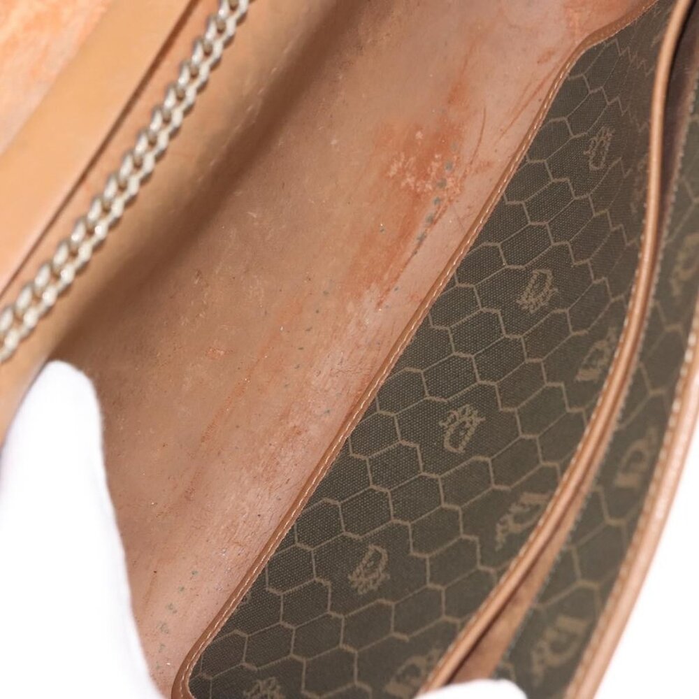 Authentic Christian Dior Honeycomb Canvas Shoulder Bag PVC Khaki Gold - Picture 3 of 16